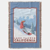 スノーボーダー場面-タホ湖、カリフォルニア スローブランケット (正面縦)