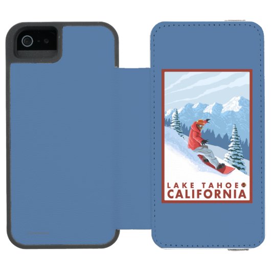 スノーボーダー場面-タホ湖、カリフォルニア INCIPIO iPhoneウォレットケース (フォリオオープン)