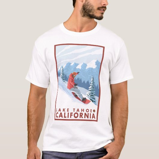 スノーボーダー場面-タホ湖、カリフォルニア Tシャツ (正面)