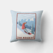 スノーボーダー場面-ロッキー山脈 クッション (裏面)