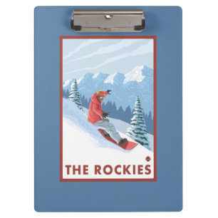 スノーボーダー場面-ロッキー山脈 クリップボード