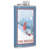 スノーボーダー場面-ロッキー山脈 フラスク (右)