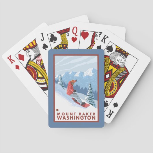 スノーボーダー場面-ワシントン州、山のパン屋 トランプ (裏面)