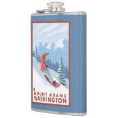 スノーボーダー場面-山アダムス、ワシントン州 フラスク (左)