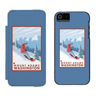 スノーボーダー場面-山アダムス、ワシントン州 iPhone SE/5/5sウォレットケース