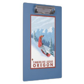 スノーボーダー場面-樹木限界線ロッジ、オレゴン クリップボード (右)