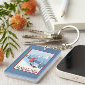 スノーボーダー場面-氷河ピーク、ワシントン州 キーホルダー (正面右)