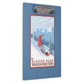 スノーボーダー場面-氷河ピーク、ワシントン州 クリップボード (右)