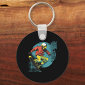 スノーボーダー漫画ルックアルパインスノーボード キーホルダー (正面)