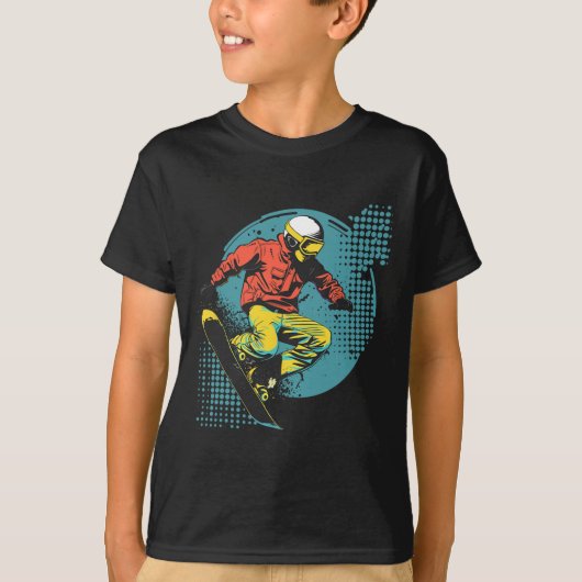 スノーボーダー漫画ルックアルパインスノーボード Tシャツ (正面)