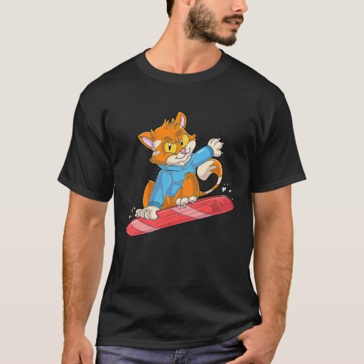 スノーボーダー猫 Tシャツ (正面)