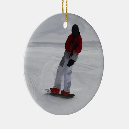 スノーボーダー「スキーの準備」,ウィンタースポーツの贈り物 セラミックオーナメント (右)