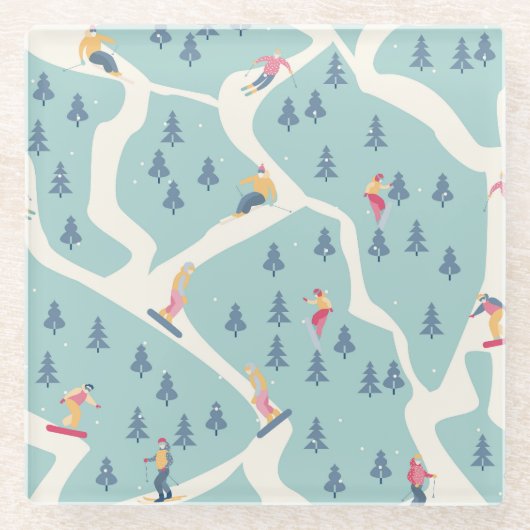 スノーボーダー、冬のリゾート、アクティブなレクリエーション。 ガラスコースター (正面)