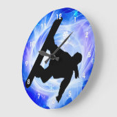 スノーボーダー(青) ラージ壁時計 (傾斜)