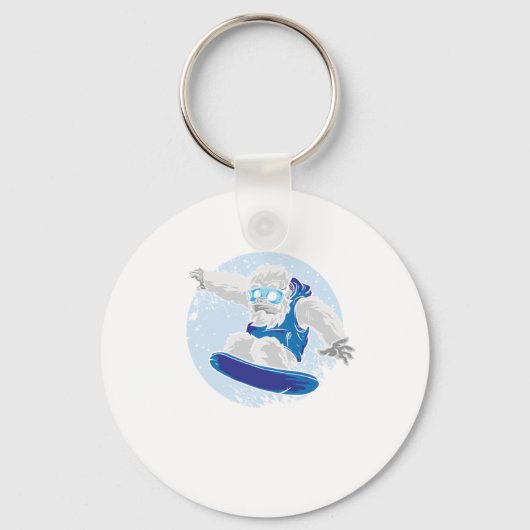 スノーボーディングイェティ大足カッコいいウィンタースポーツギフト キーホルダー (正面)
