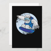 スノーボーディングイェティ大足カッコいいウィンタースポーツギフト 招待状 (正面/裏面)