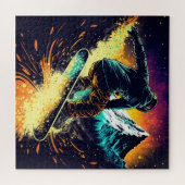 スノーボーディングウィンタースポーツ山脈 ジグソーパズル (横)