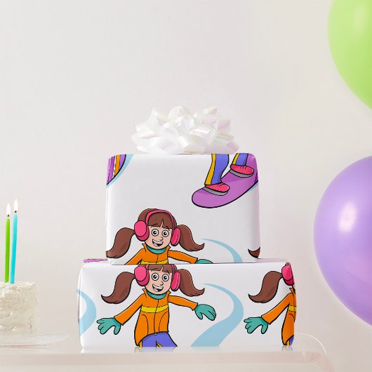 スノーボーディングガールスノーおもしろいラッピング紙 ラッピングペーパー