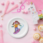 スノーボーディングガール ペーパープレート (パーティー)