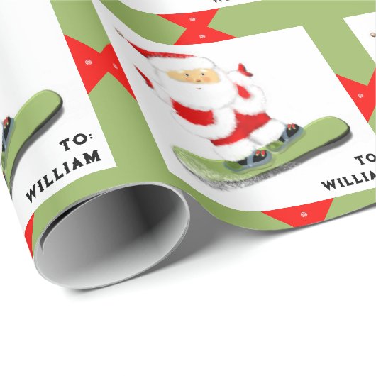 スノーボーディングクリスマスホリデーギフト ラッピングペーパー (ロールコーナー)