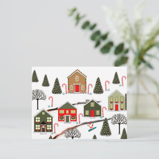 スノーボーディングサンタクリスマス シーズンポストカード (スタンド正面)