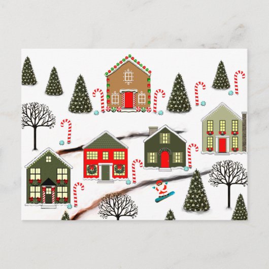 スノーボーディングサンタクリスマス シーズンポストカード (正面)