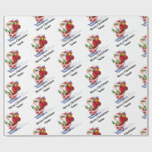 スノーボーディングサンタクロースのパターンパーソナライズされたクリスマス ラッピングペーパー (フラット)