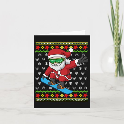 スノーボーディングサンタスノーボーダー醜いクリスマススノーボード カード (正面)