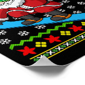 スノーボーディングサンタスノーボーダー醜いクリスマススノーボード ポスター (角)