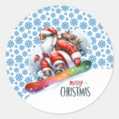 スノーボーディングサンタ ラウンドシール (正面)