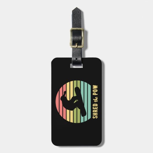 スノーボーディングザポーヴィンテージ夕日 ラゲッジタグ (正面縦)