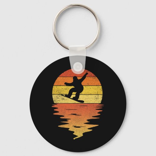 スノーボーディングシャツレトロサンセット70sヴィンテージスノーボ キーホルダー (正面)