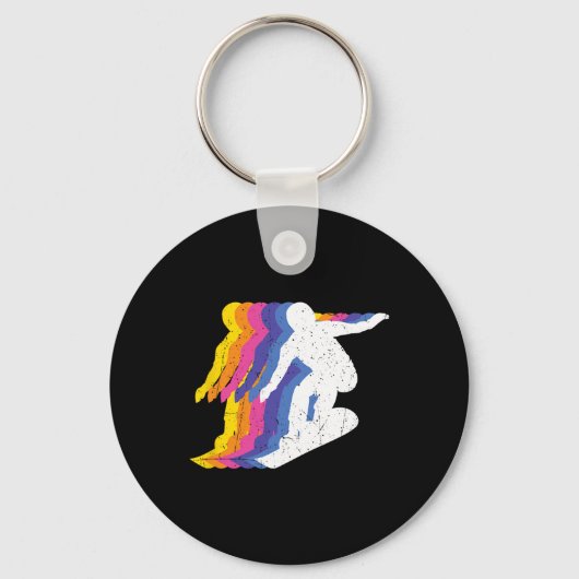 スノーボーディングシャツレトロヴィンテージスノーボーダー – Sn キーホルダー (正面)