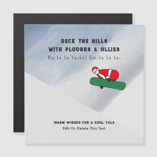 スノーボーディングスキーロッジクリスマスカード マグネット招待状 (正面/裏面)