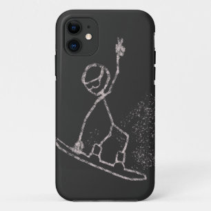 スノーボーディングステックマンジャンプ空気の鼻の平和をグラブ iPhone 11 ケース