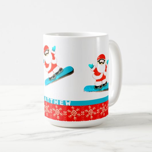 スノーボーディングスノーボーダークリスマス コーヒーマグカップ (正面右)