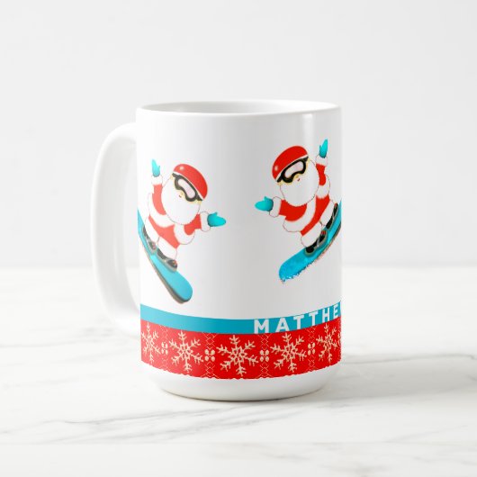 スノーボーディングスノーボーダークリスマス コーヒーマグカップ (正面左)