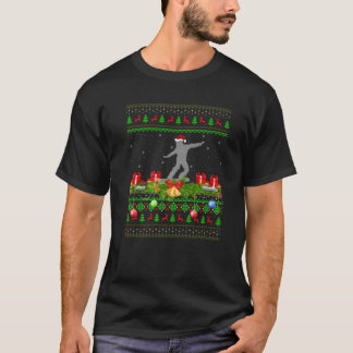 スノーボーディングスポーツクリスマスサンタ醜いスノーボードC Tシャツ