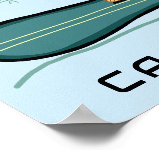 スノーボーディングタビーキャットおもしろい名前をカスタムする子供部屋 ポスター (角)