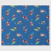 スノーボーディングドッグパターン ラッピングペーパー (フラット)