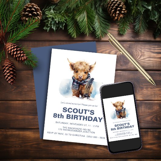 スノーボーディングハイランドカウズ招待状 招待状