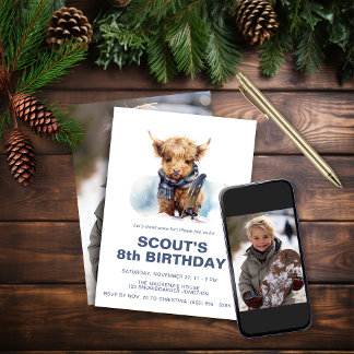 スノーボーディングハイランドカウフォト招待状 招待状