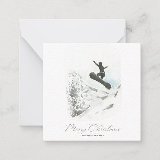 スノーボーディングフォトクリスマスカード ノートカード (正面)