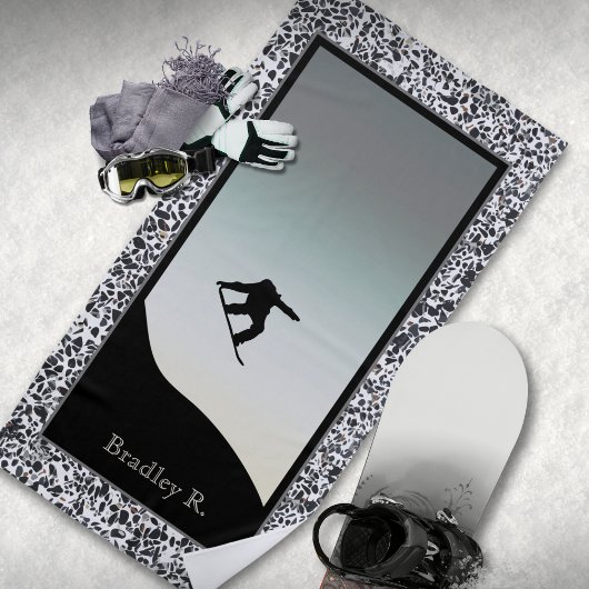 スノーボーディングペブル白黒 ビーチタオル