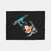 スノーボーディングペンギンウィンタースポーツおもしろい フリースブランケット (正面(横))