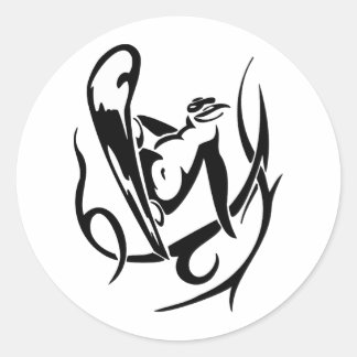 スノーボーディングペンギン ラウンドシール