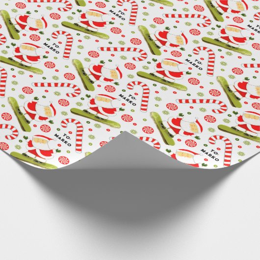 スノーボーディングホリデーギフトラッピングパップ ラッピングペーパー (角)