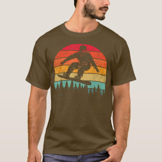 スノーボーディングヴィンテージサンセットウィンタースポーツアルパインS Tシャツ