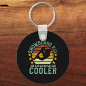 スノーボードおもしろいキッズヴィンテージスノーボードことわざG キーホルダー (正面)