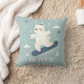 スノーボードかわいいホッキョクグマ クッション (ブランケット)